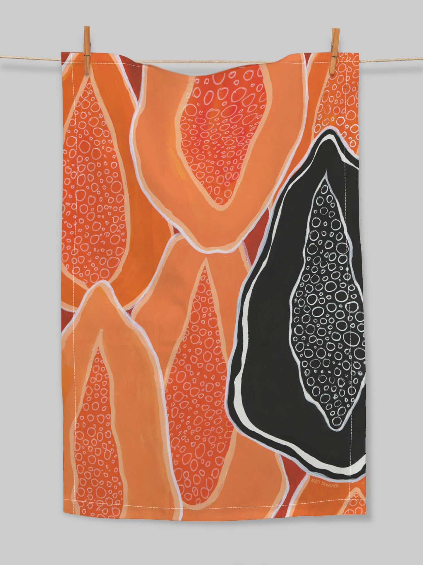 Abstract Fruits Indian Papaya – (end of line) tea towel or wall hanging