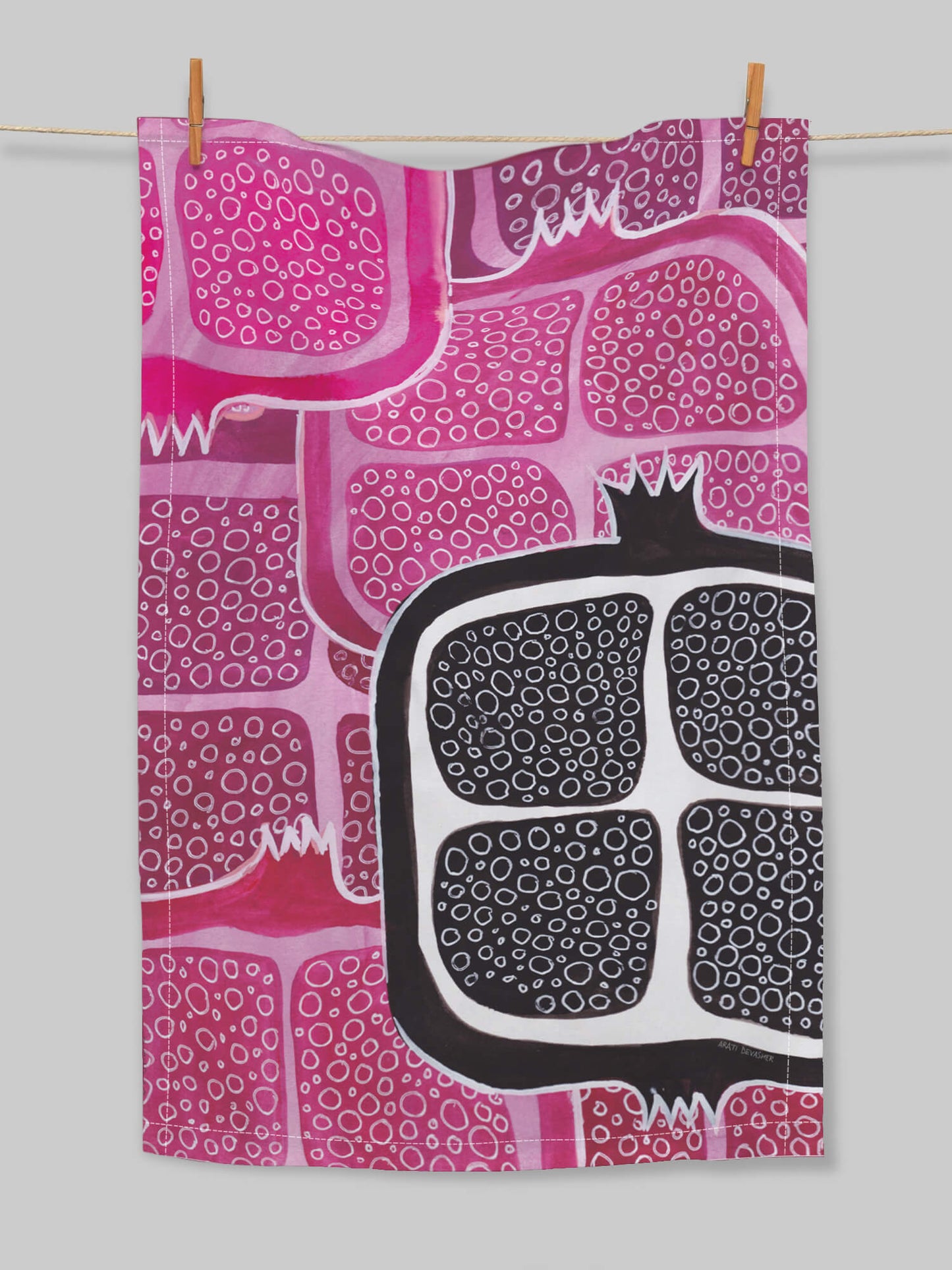 A Pink Pomegranate – tea towel or wall hanging