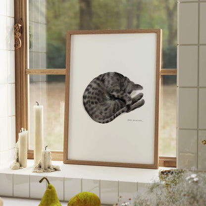 Sleeping Bengal Cat – art print