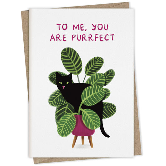 To Me, You Are Purrfect (black cat in calathea plant) – greeting card