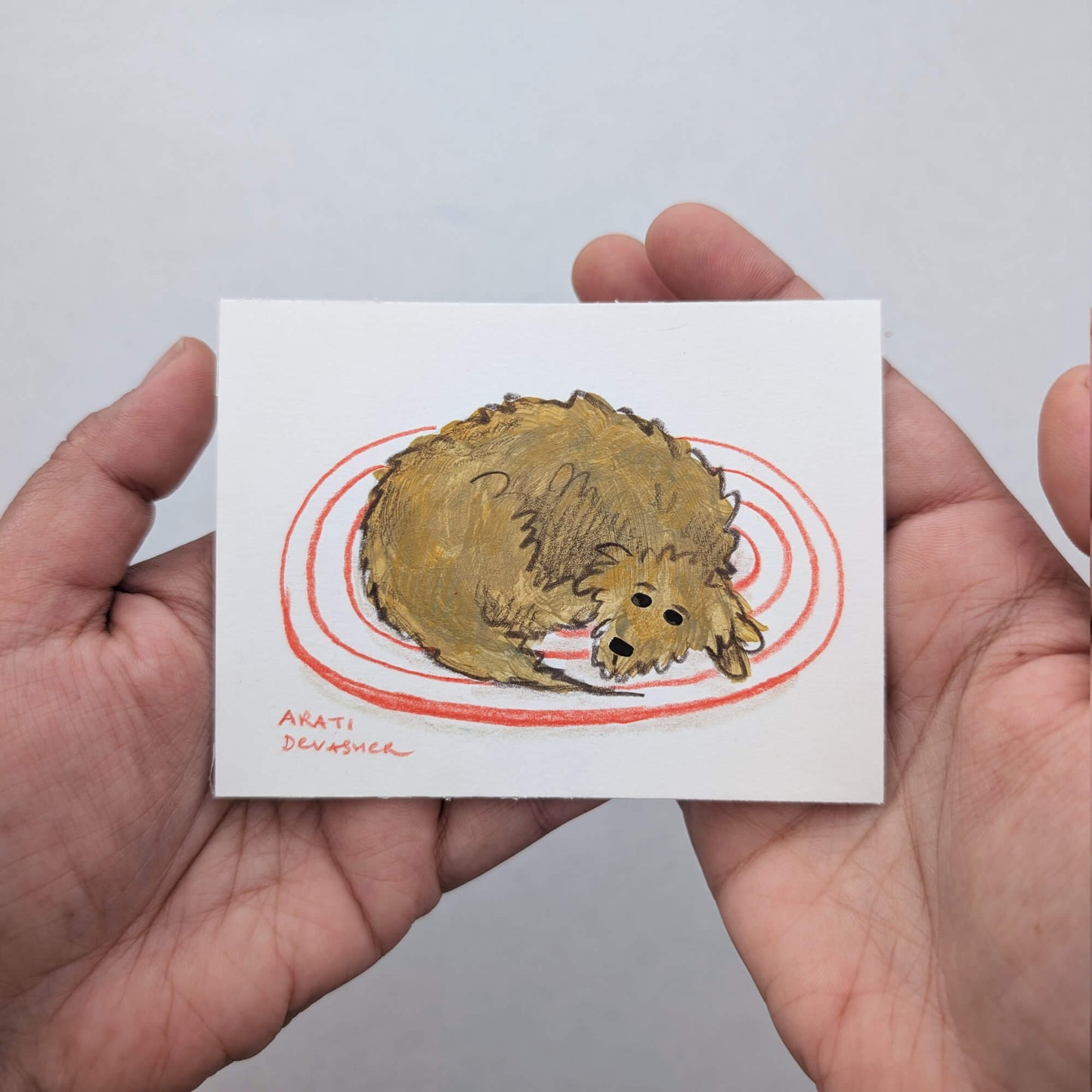 Blonde / Tan Pups at Play – mixed media painting