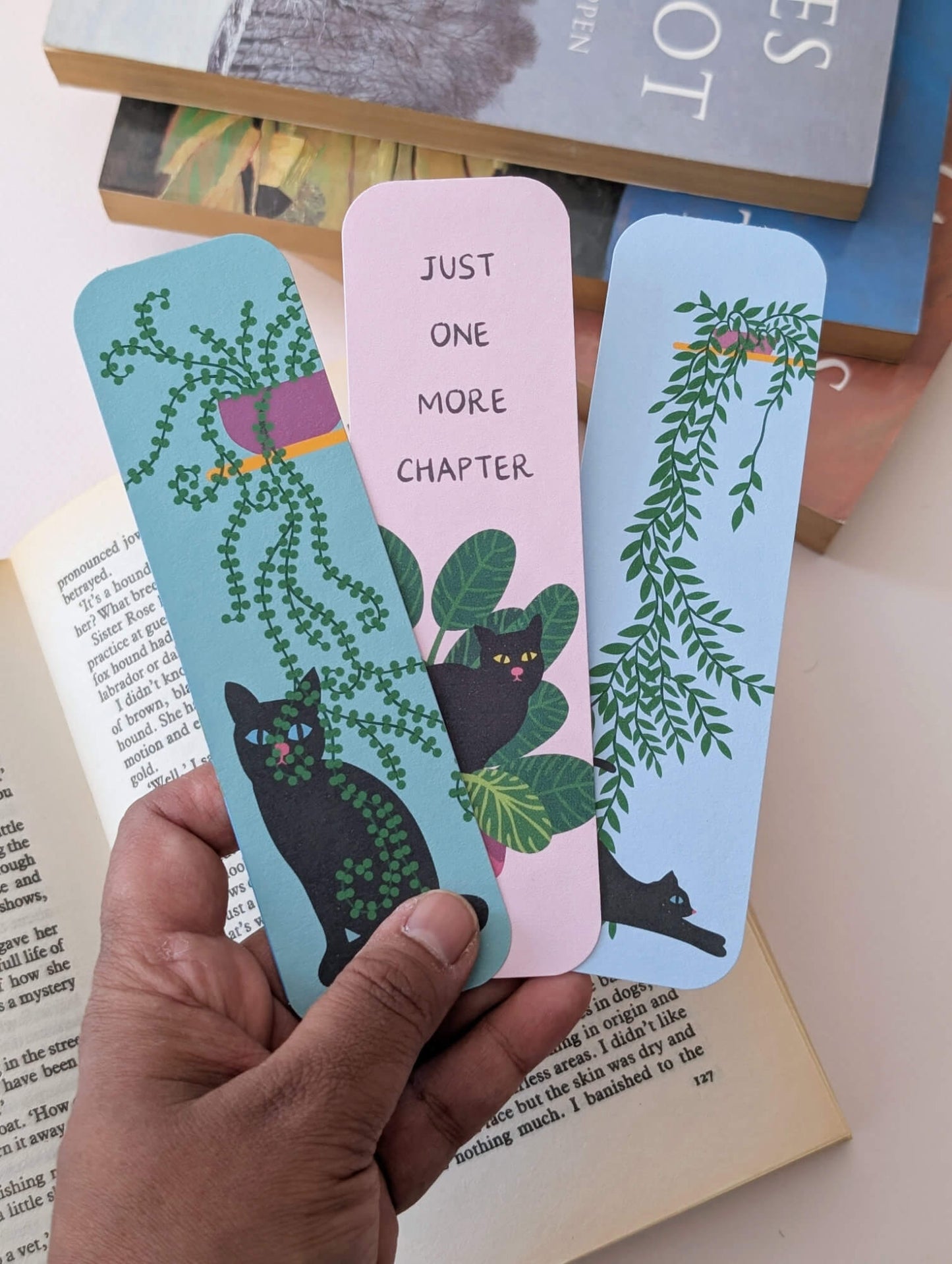 Cats in Plants bookmarks – set of 3