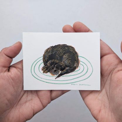 Brown Pups at Play – mixed media painting