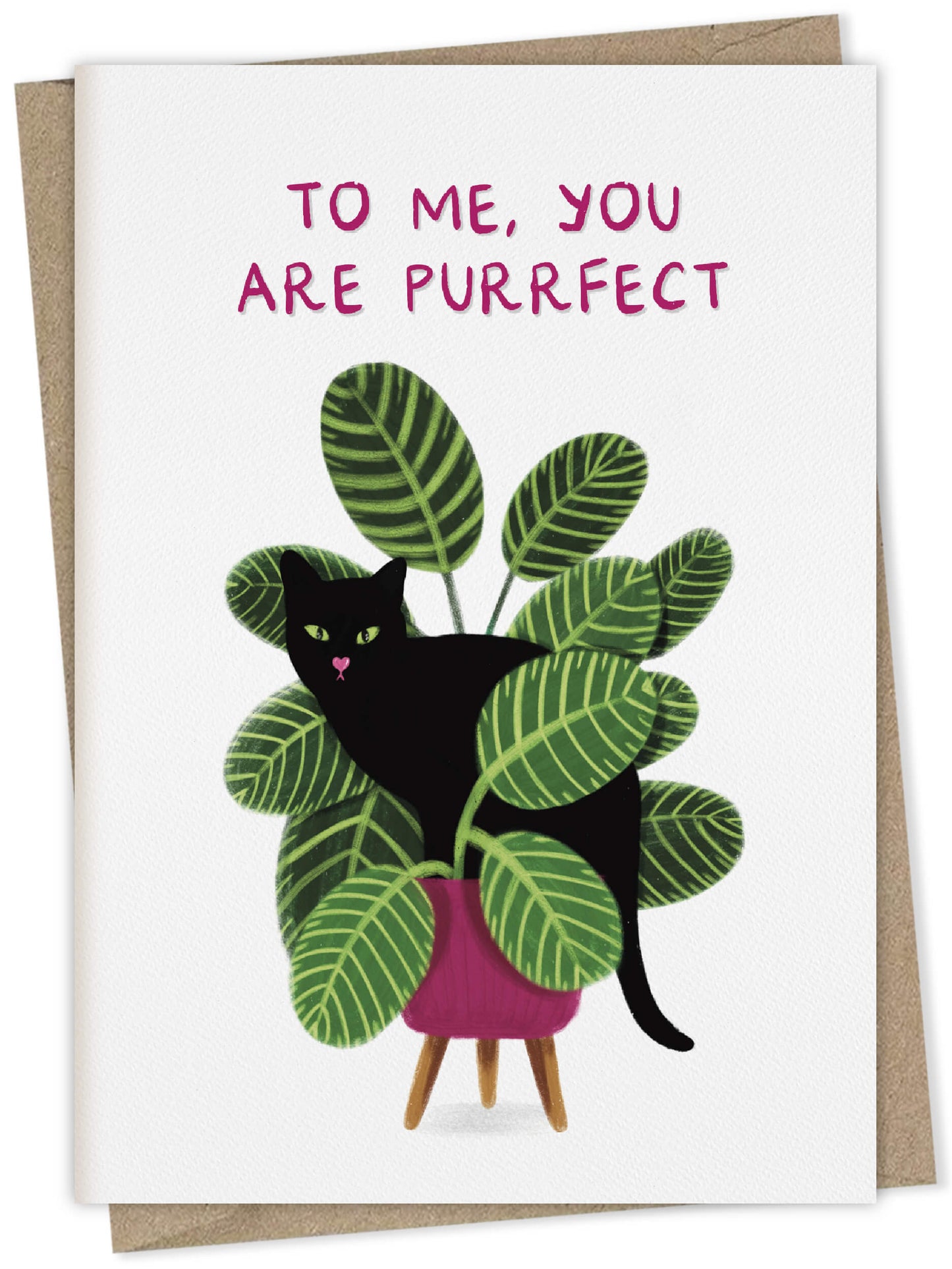 To Me, You Are Purrfect (black cat in calathea plant) – greeting card