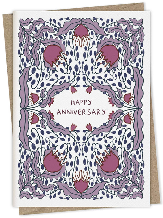 Happy anniversary with bellflowers – floral greeting card