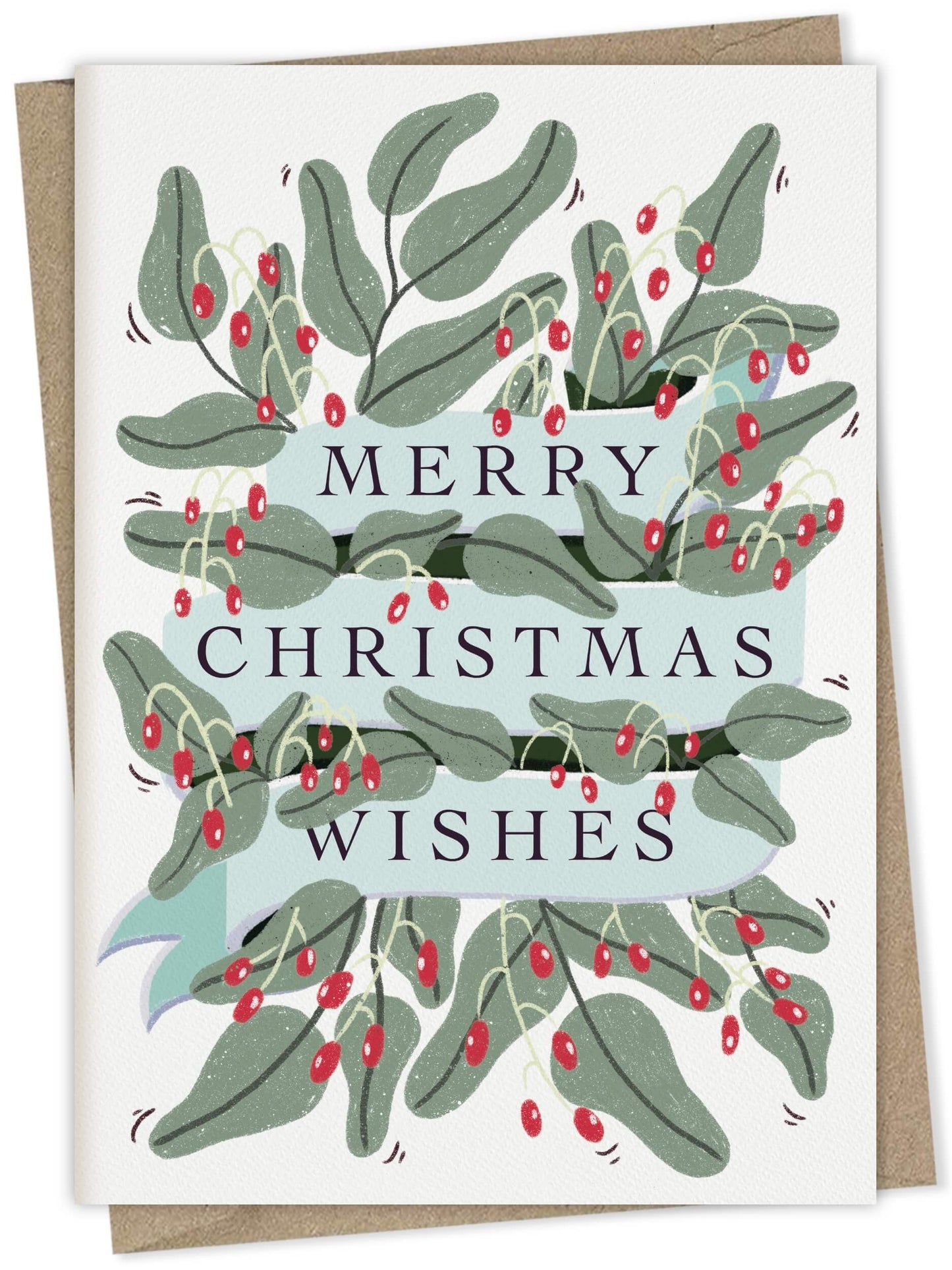 Merry Christmas Wishes – floral greeting card