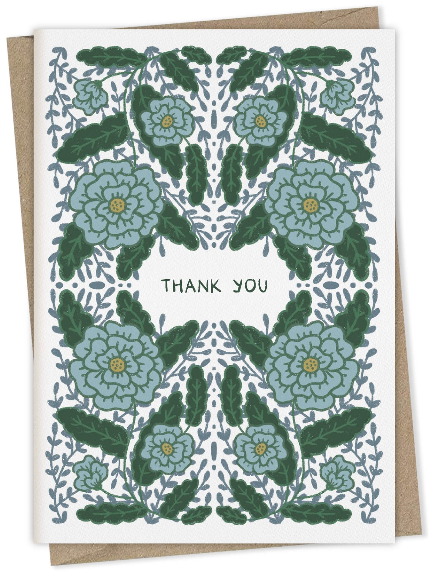 Thank you with blue flowers – floral greeting card