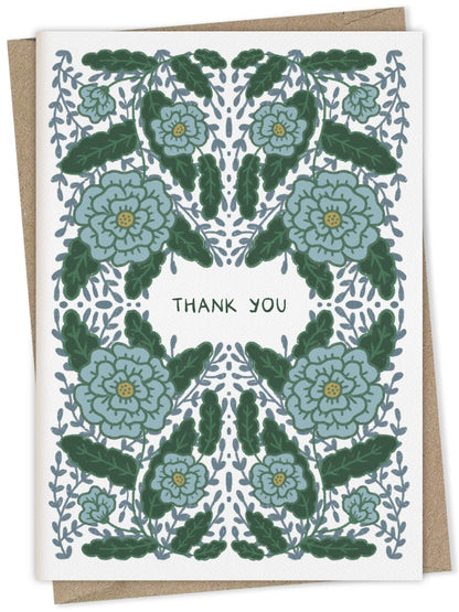 Thank you with blue flowers – floral greeting card