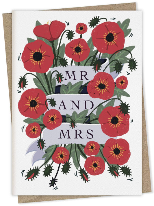 Mr & Mrs wedding / anniversary – floral greeting card