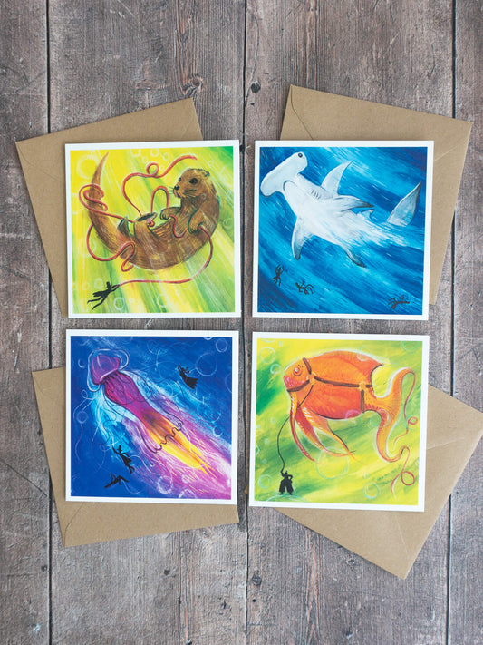 Animals set of 4 – (end of line) greeting cards