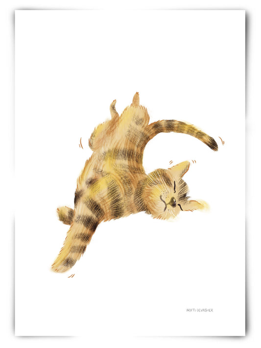 Stretching Feline (ginger cat) – art print
