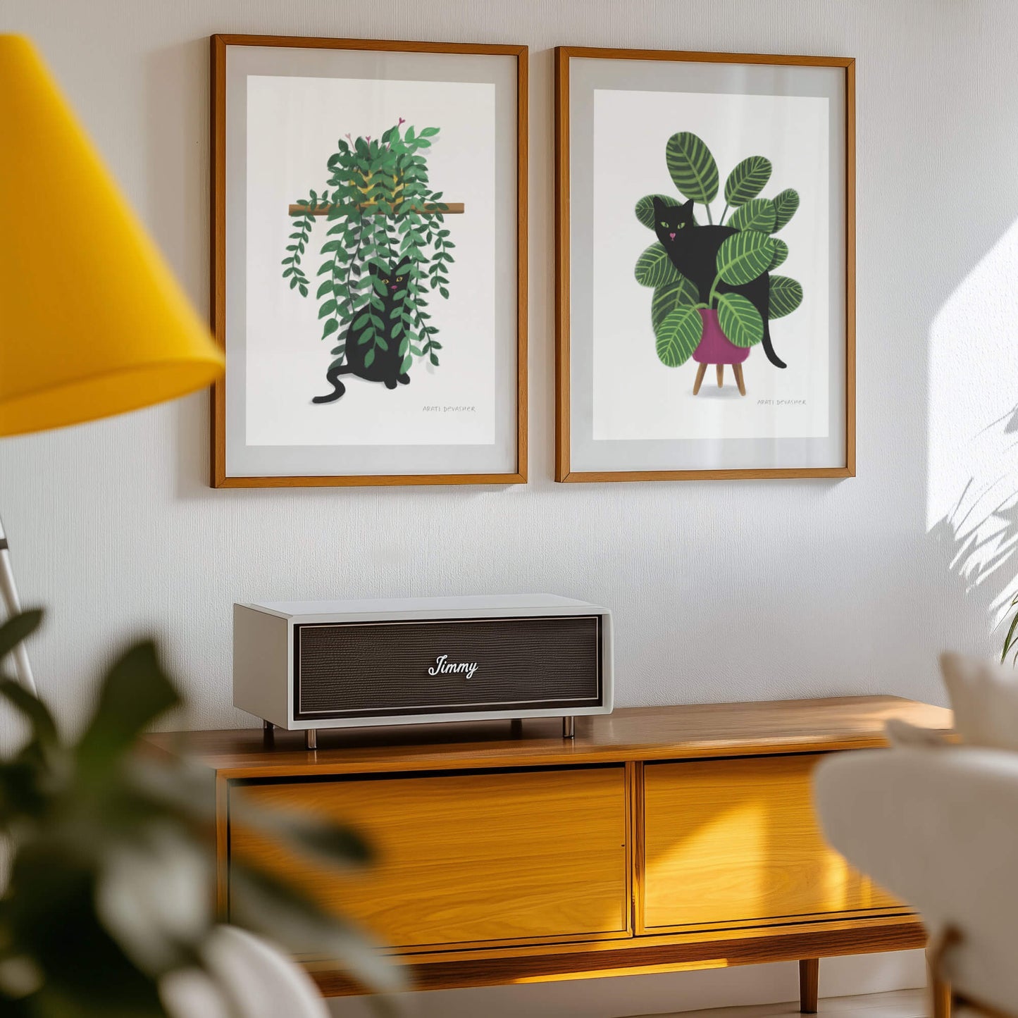 Black Cats in Plants – set of 2 prints