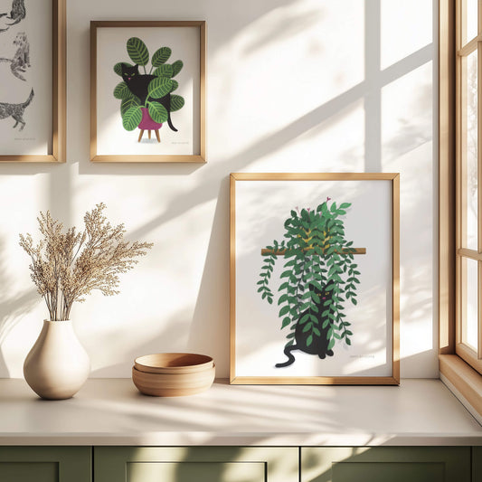 Black Cats in Plants – set of 2 prints