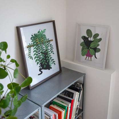 Black Cats in Plants – set of 2 prints