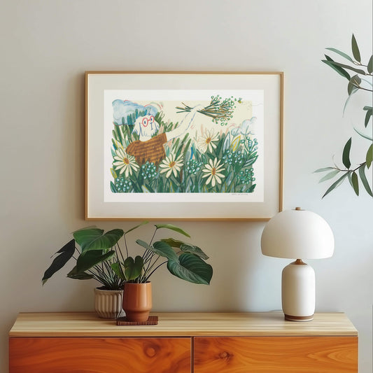 Dog in a Spring Meadow – art print