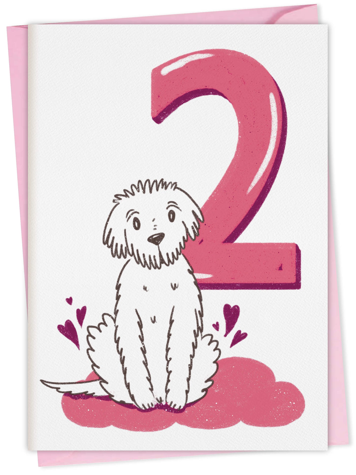 Dog Birthday Card with Age Numbers (pink) – dog greeting card