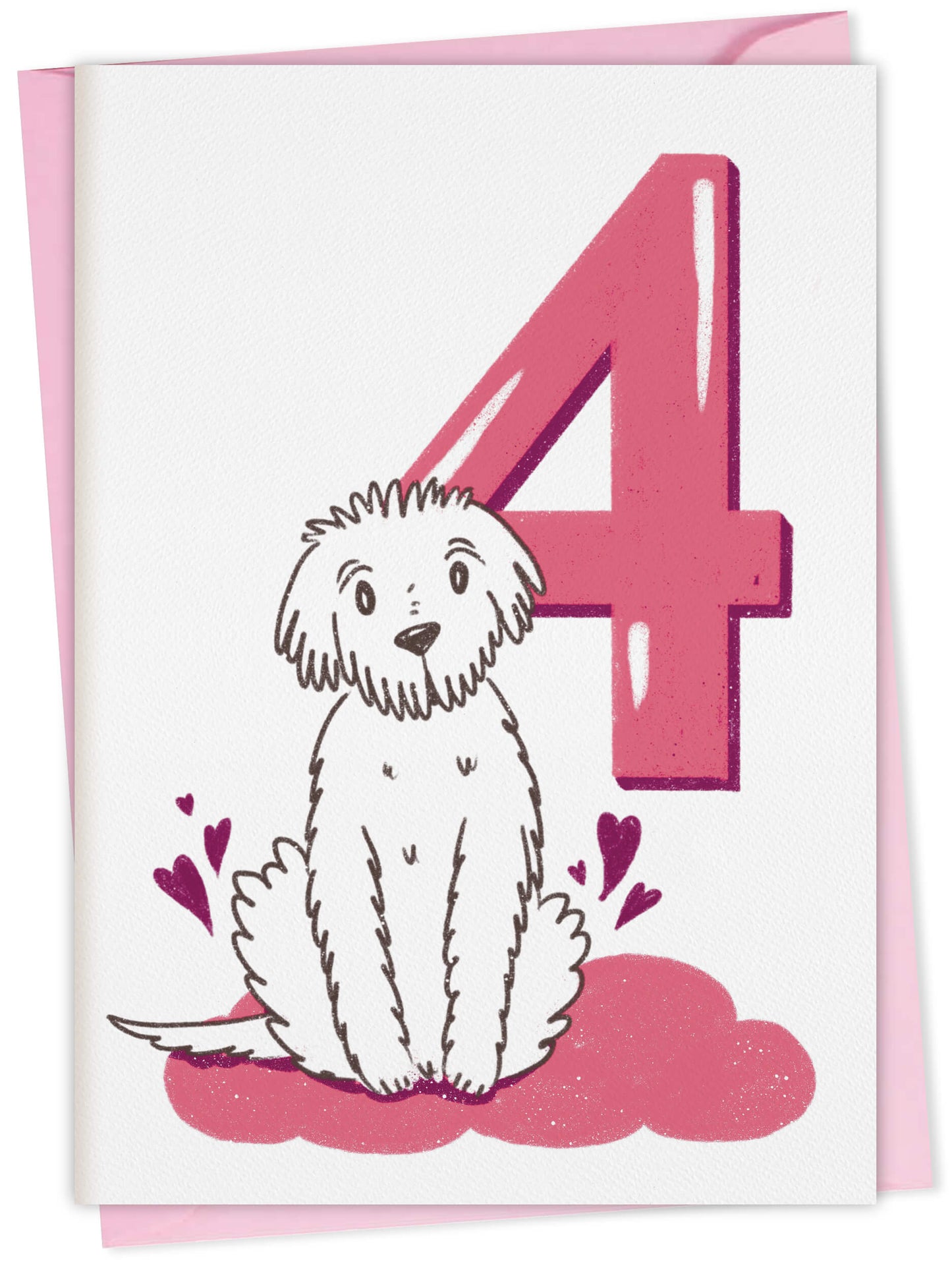 Dog Birthday Card with Age Numbers (pink) – dog greeting card