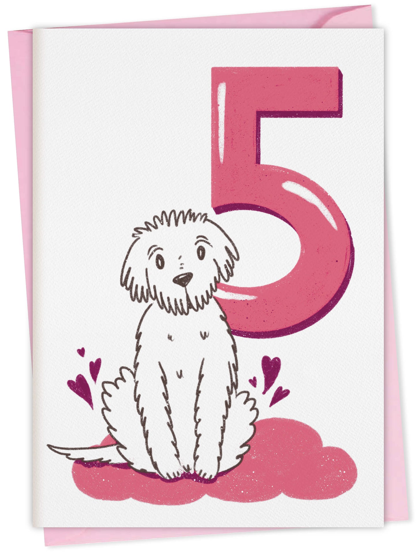 Dog Birthday Card with Age Numbers (pink) – dog greeting card