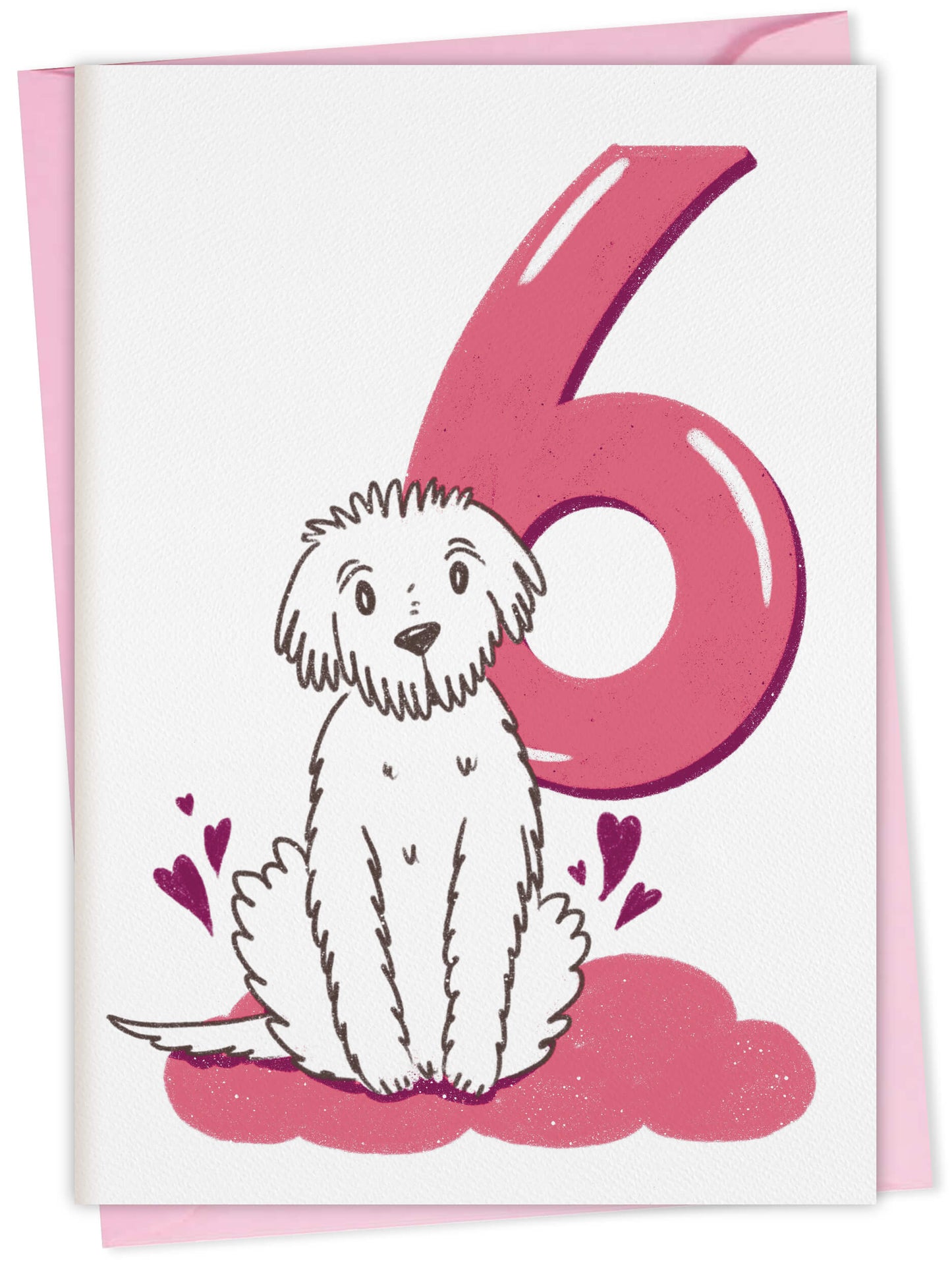 Dog Birthday Card with Age Numbers (pink) – dog greeting card