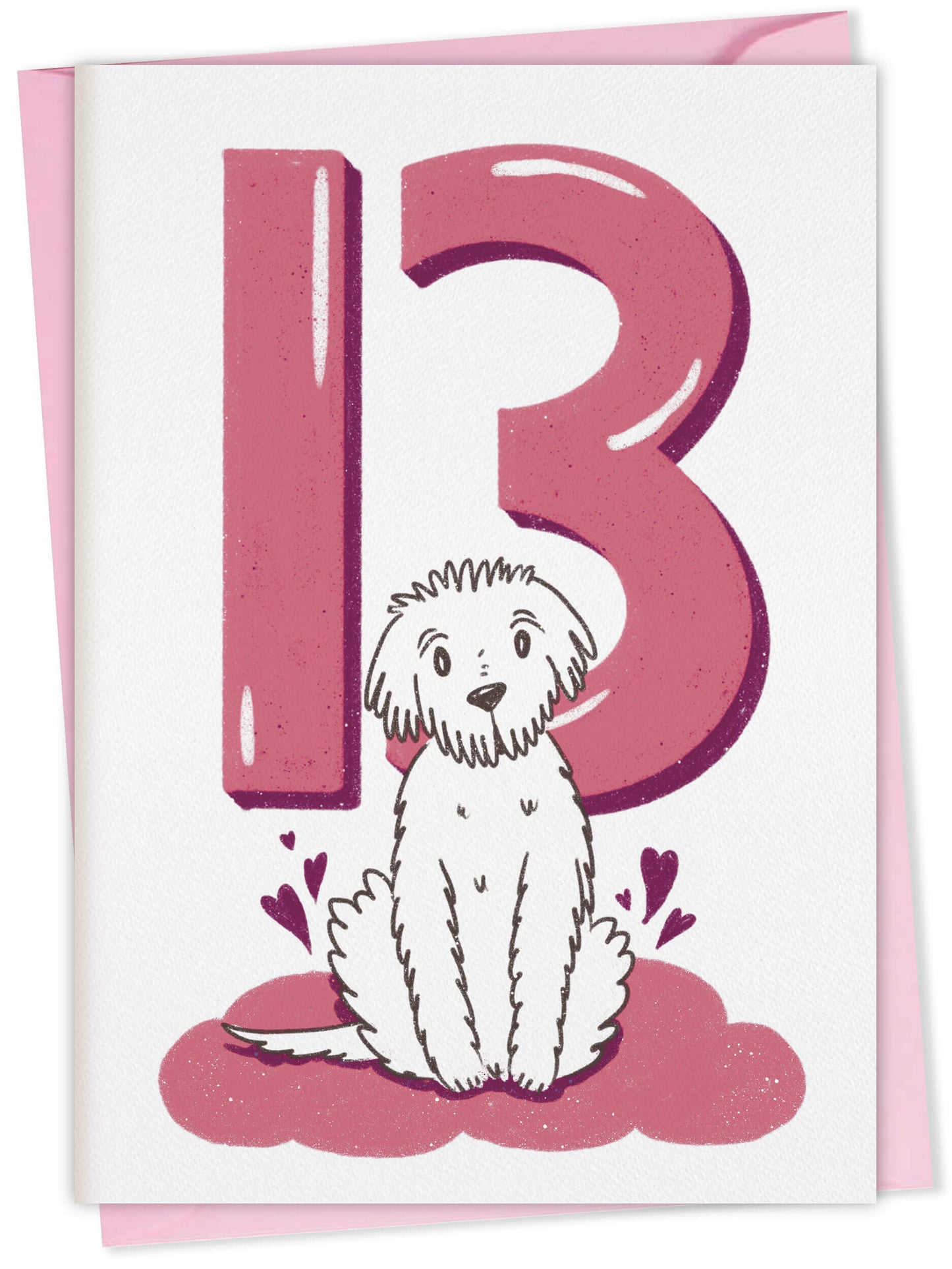 Dog Birthday Card with Age Numbers (pink) – dog greeting card