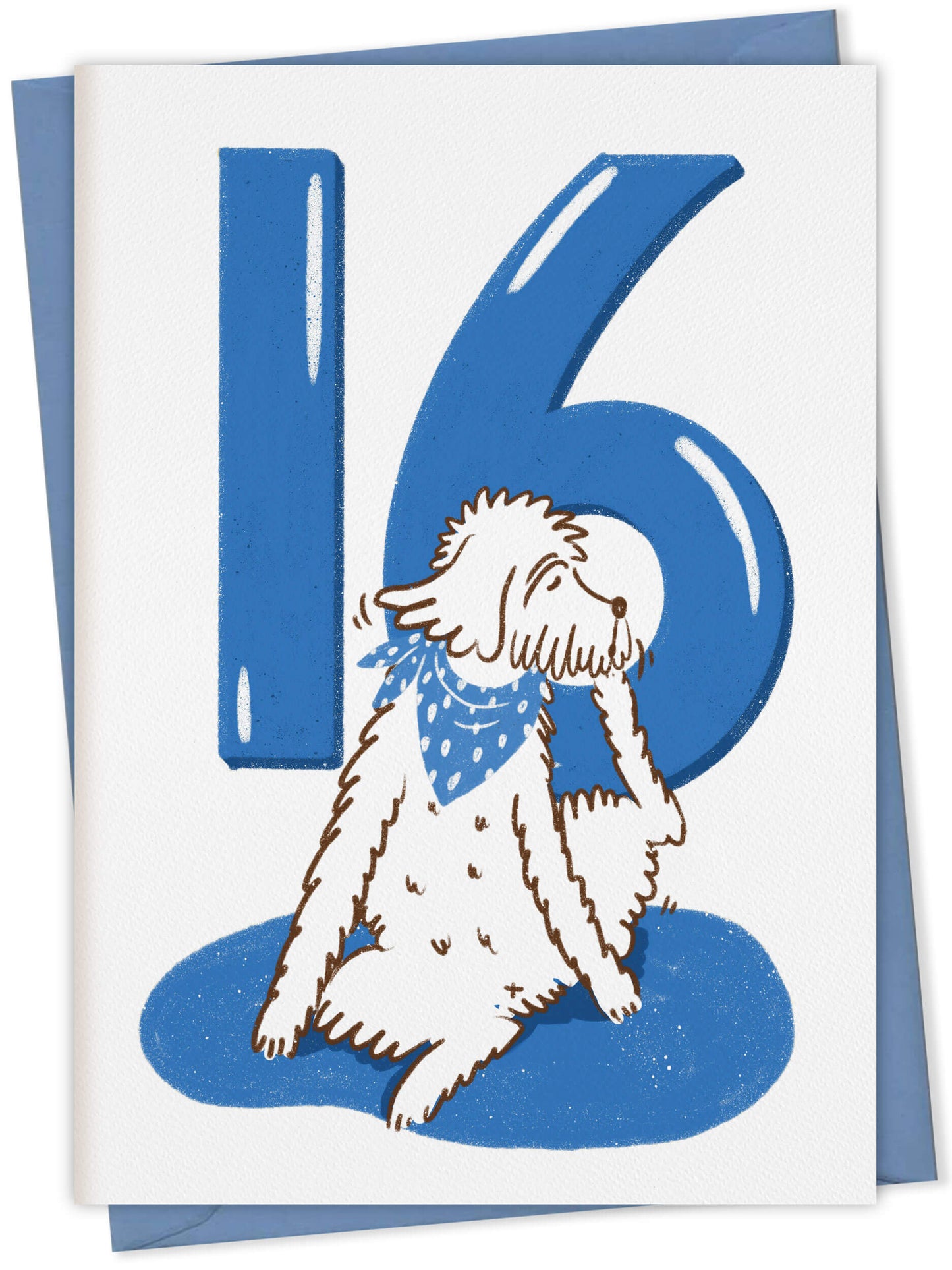 Dog Birthday Card with Age Numbers (blue) – dog greeting card