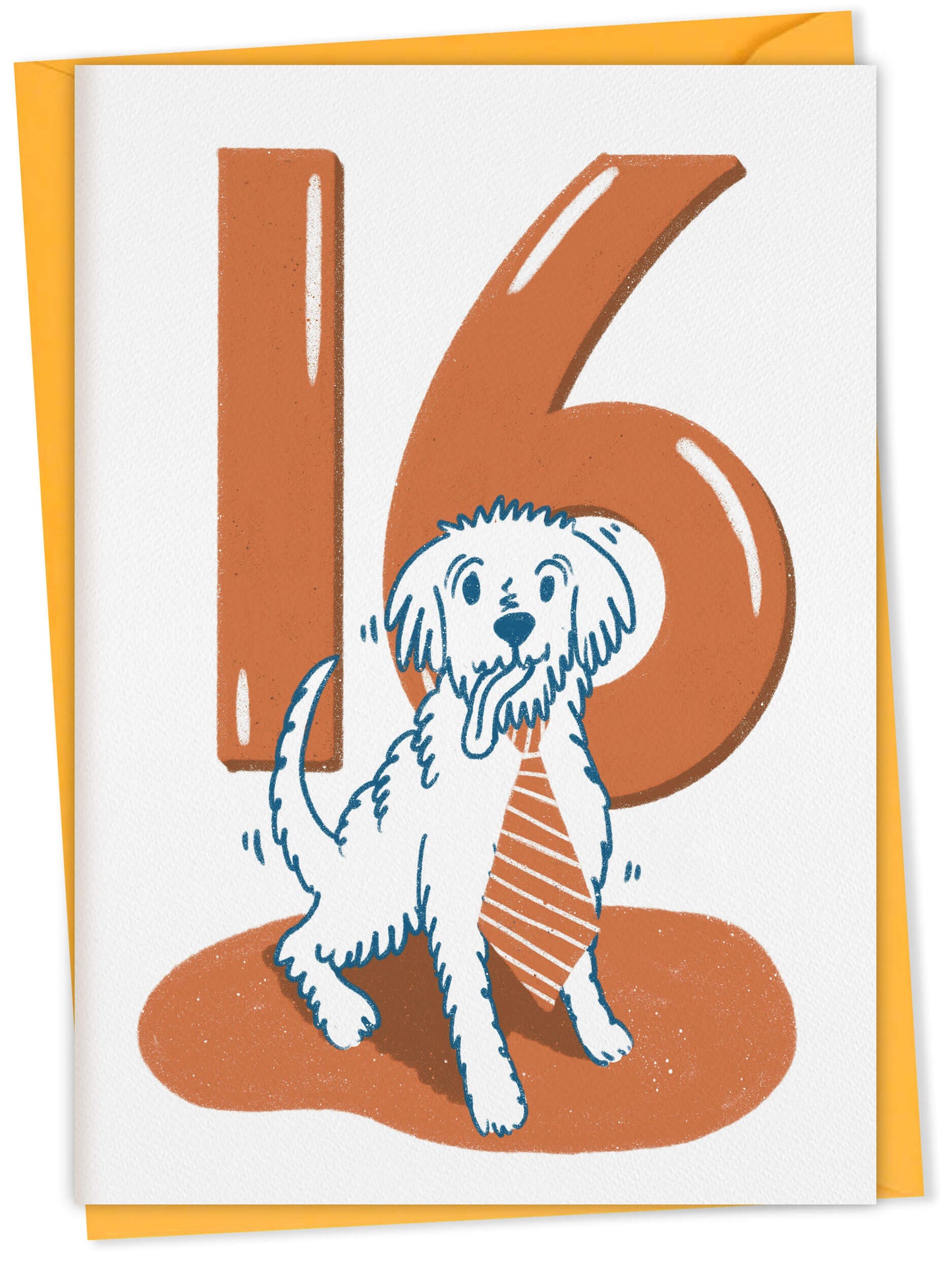 Dog Birthday Card with Age Numbers (orange) – dog greeting card