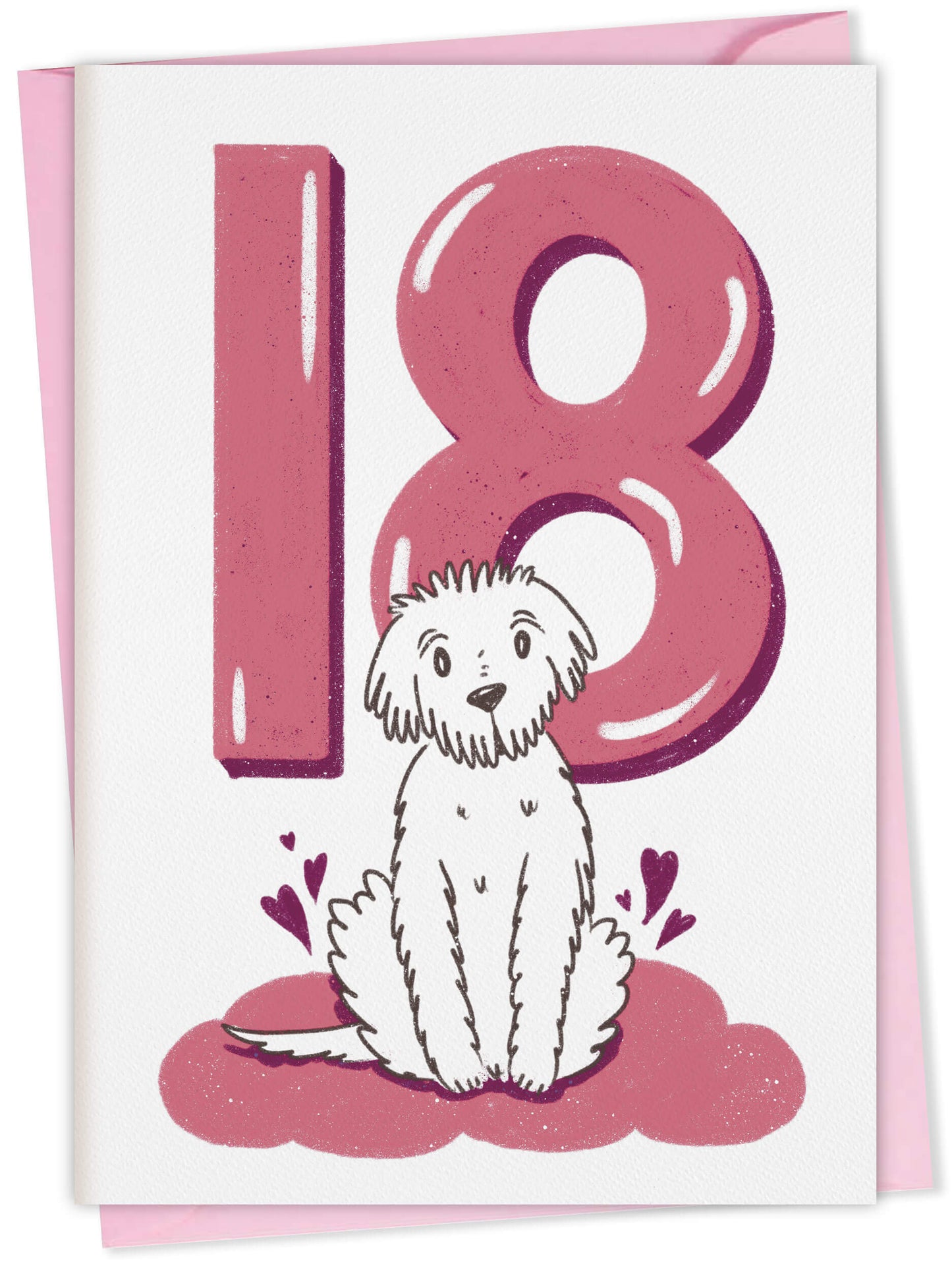 Dog Birthday Card with Age Numbers (pink) – dog greeting card