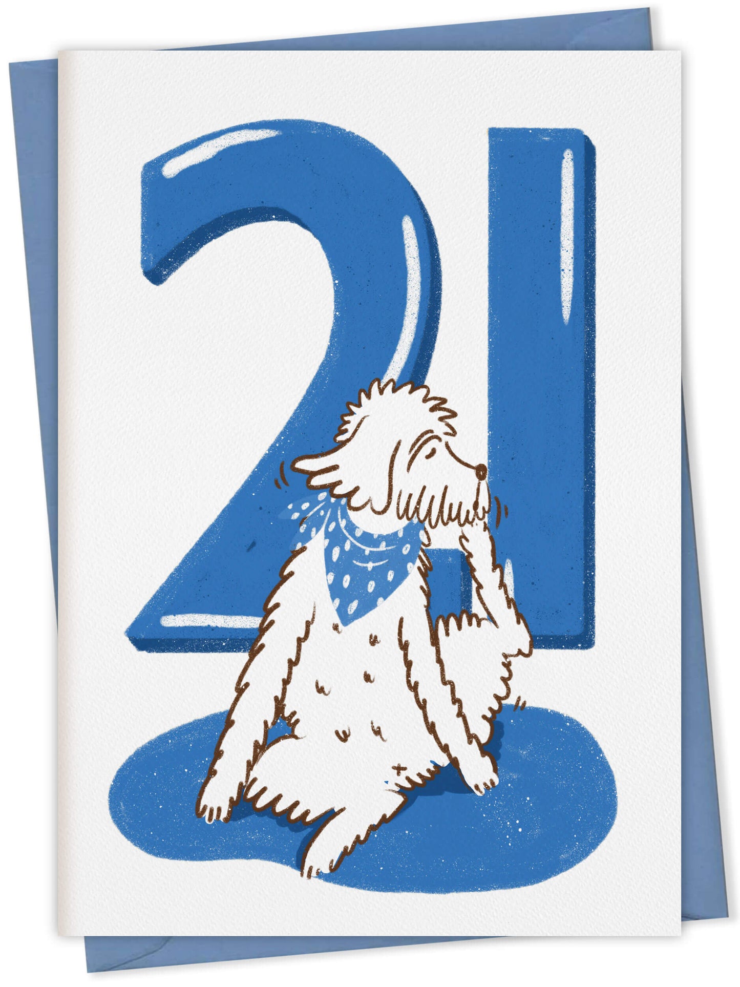 Dog Birthday Card with Age Numbers (blue) – dog greeting card