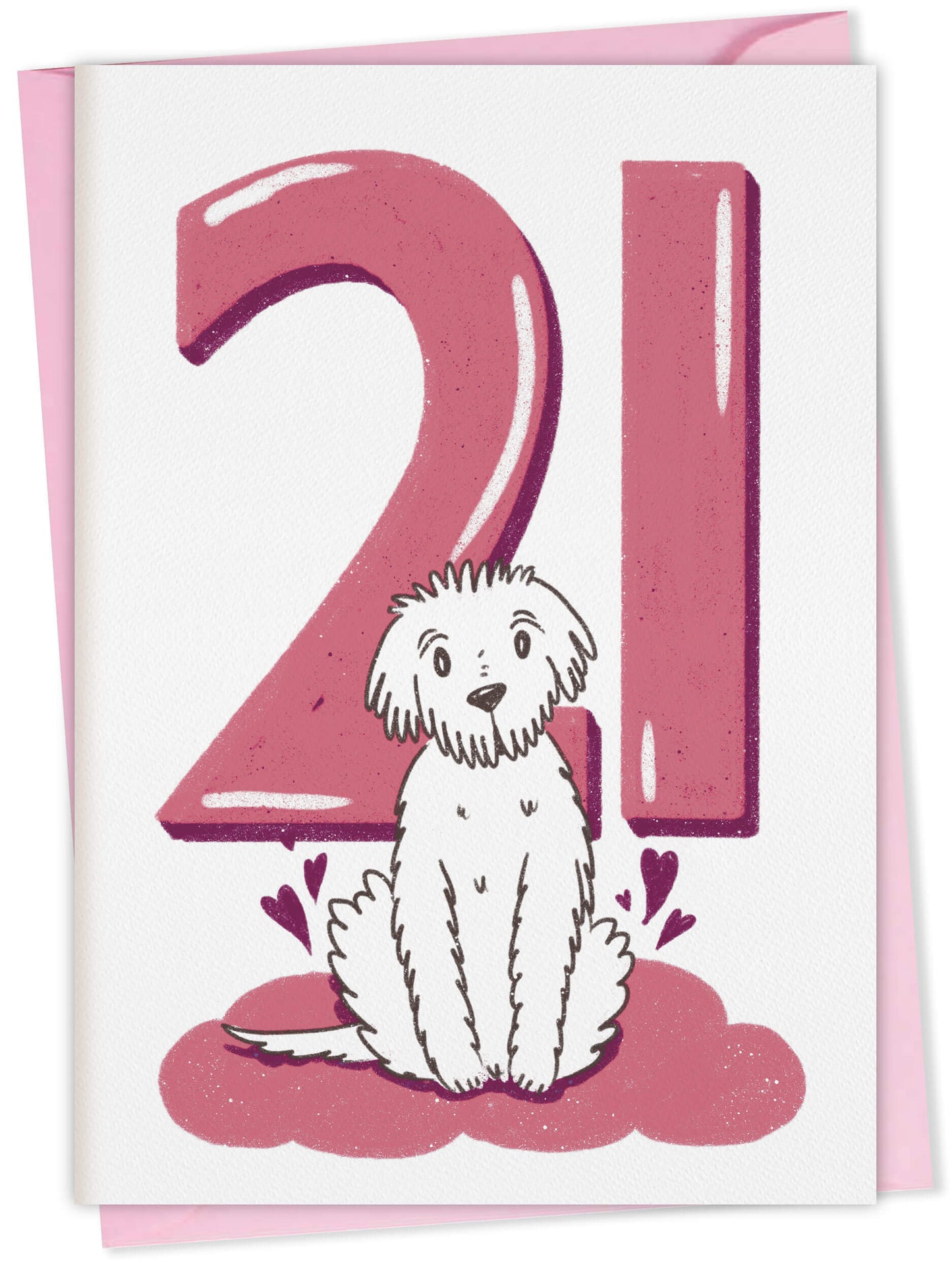 Dog Birthday Card with Age Numbers (pink) – dog greeting card