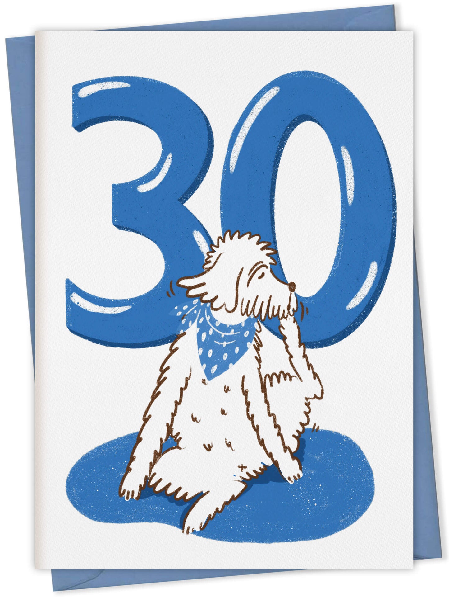 Dog Birthday Card with Age Numbers (blue) – dog greeting card