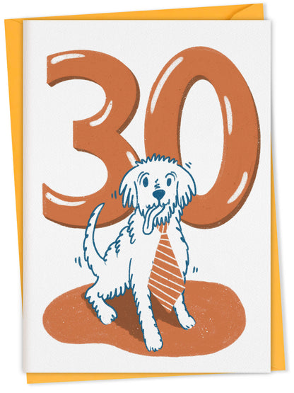 Dog Birthday Card with Age Numbers (orange) – dog greeting card