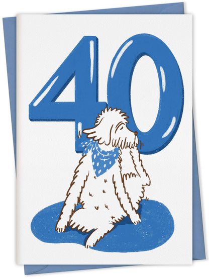 Dog Birthday Card with Age Numbers (blue) – dog greeting card