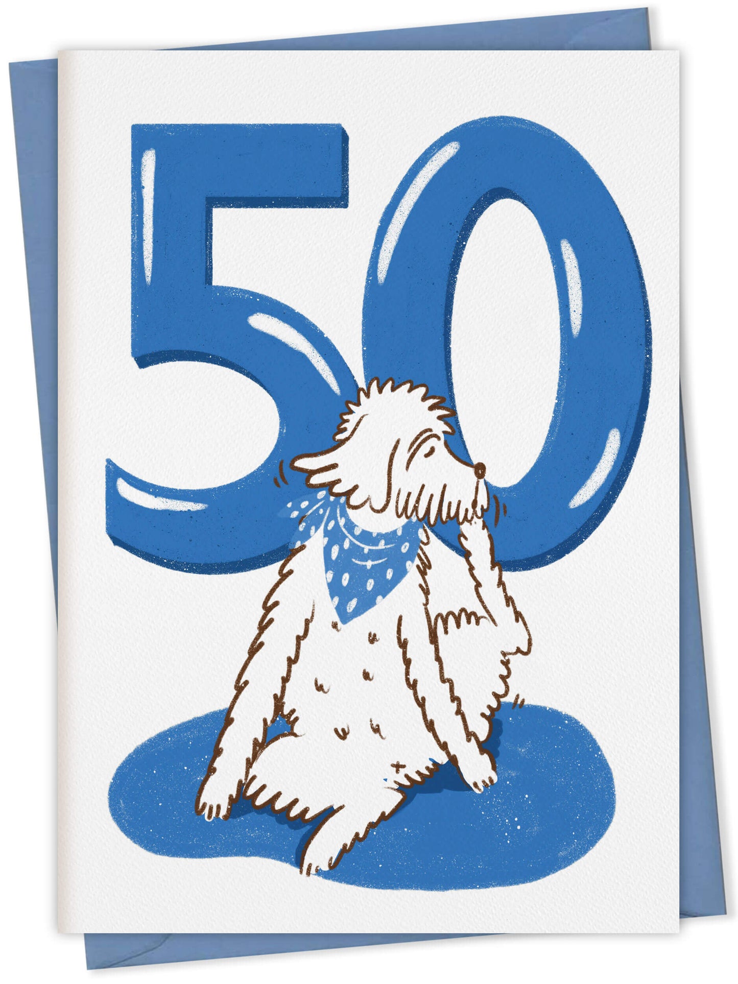 Dog Birthday Card with Age Numbers (blue) – dog greeting card