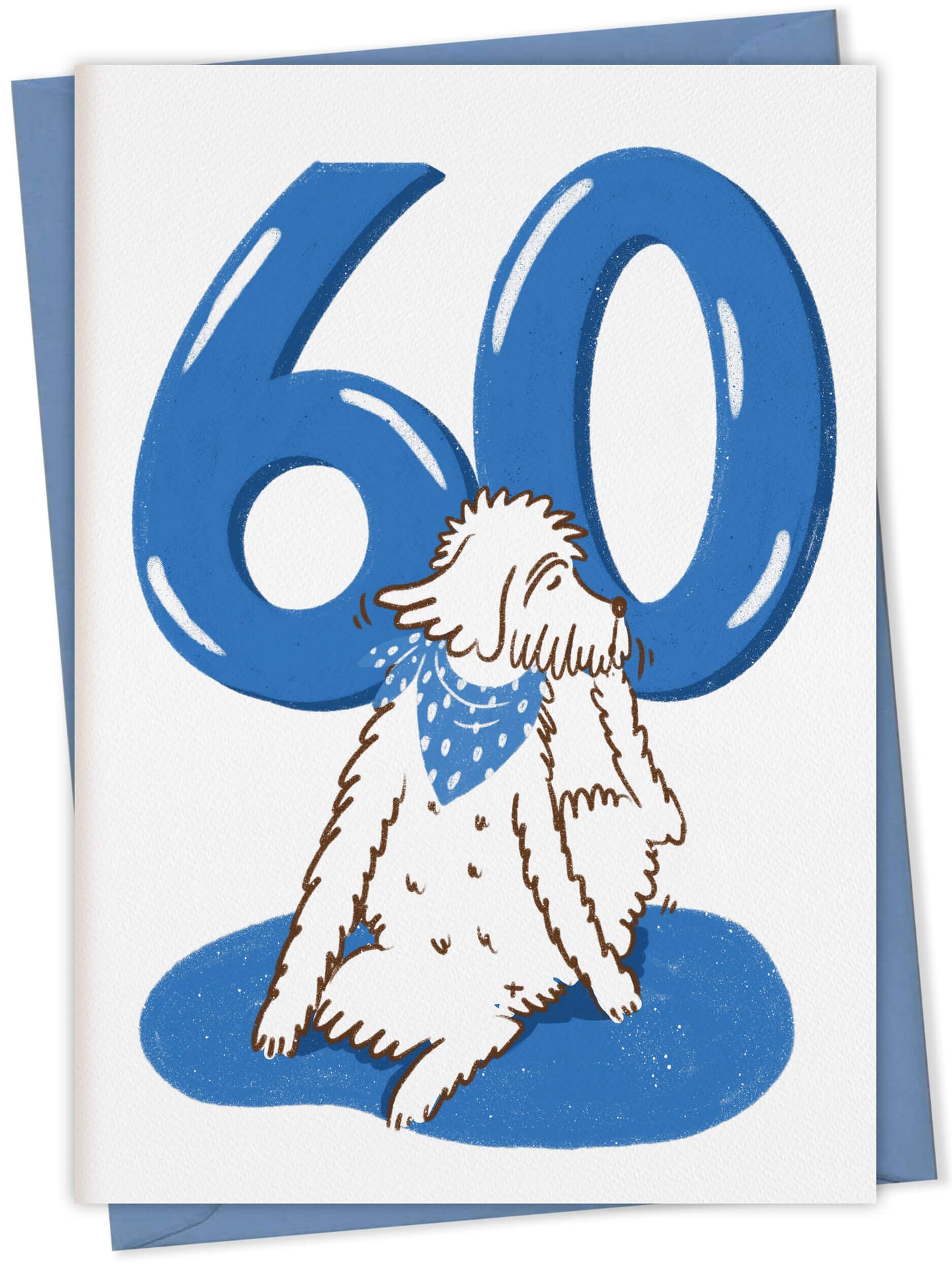 Dog Birthday Card with Age Numbers (blue) – dog greeting card