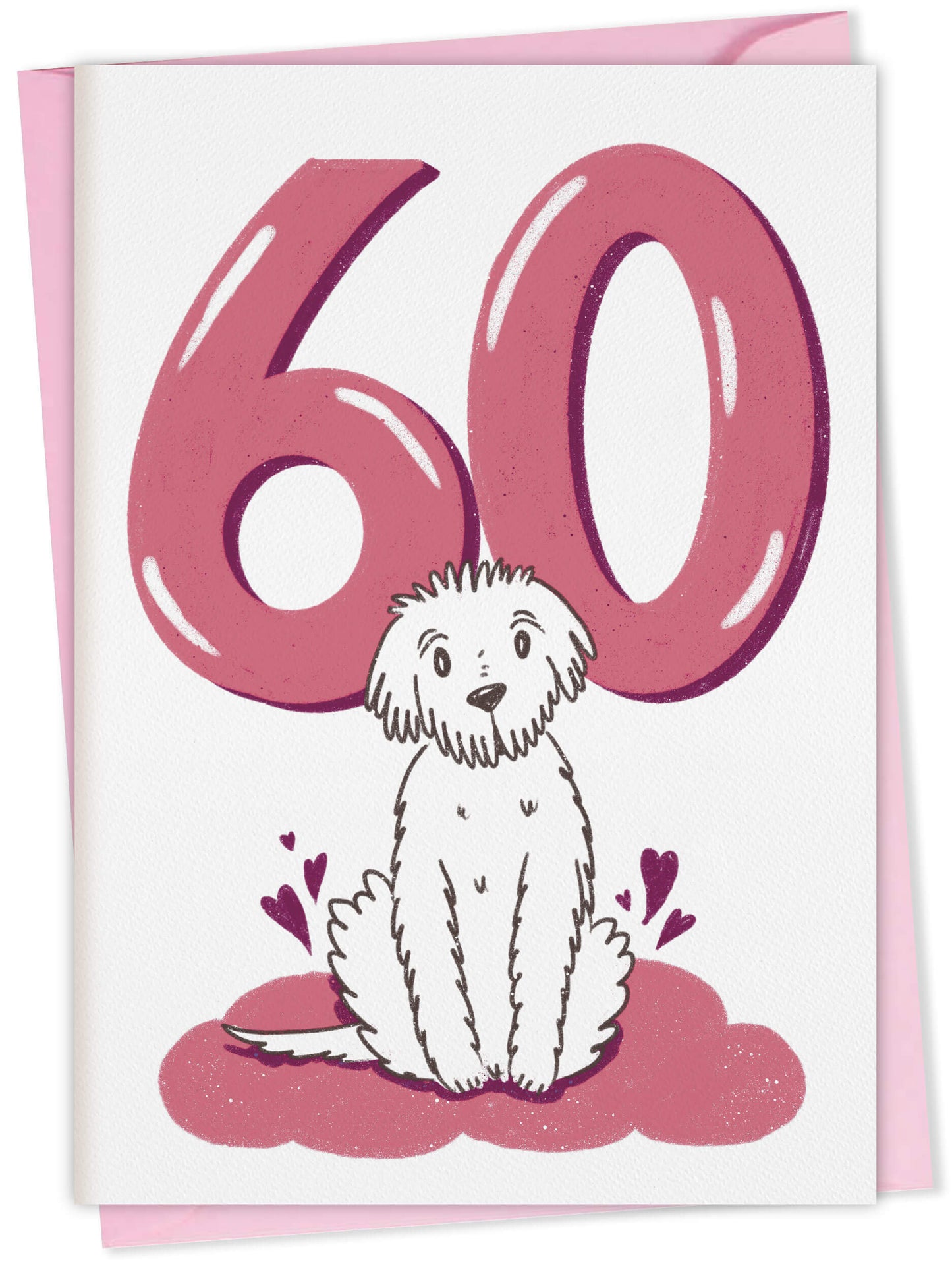 Dog Birthday Card with Age Numbers (pink) – dog greeting card