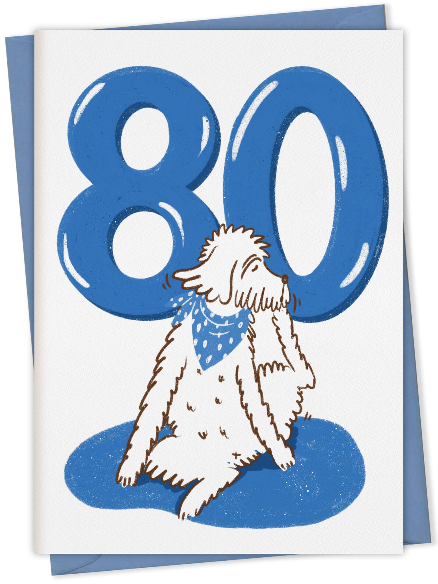 Dog Birthday Card with Age Numbers (blue) – dog greeting card