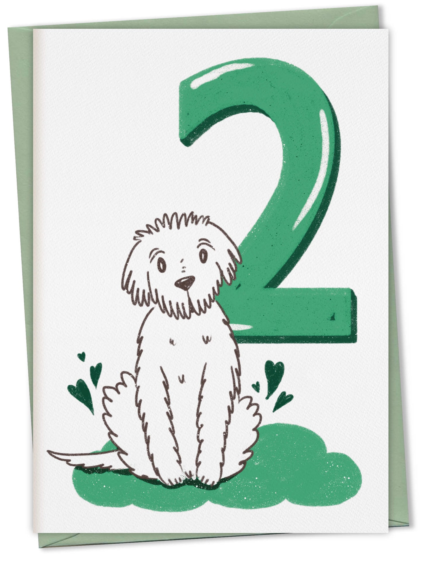 Dog Birthday Card with Age Numbers (green) – greeting card