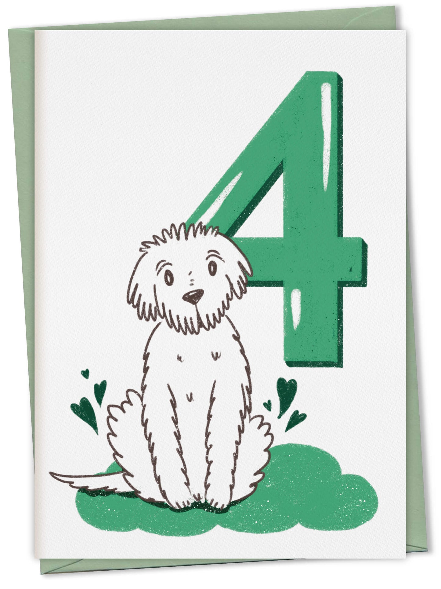 Dog Birthday Card with Age Numbers (green) – greeting card