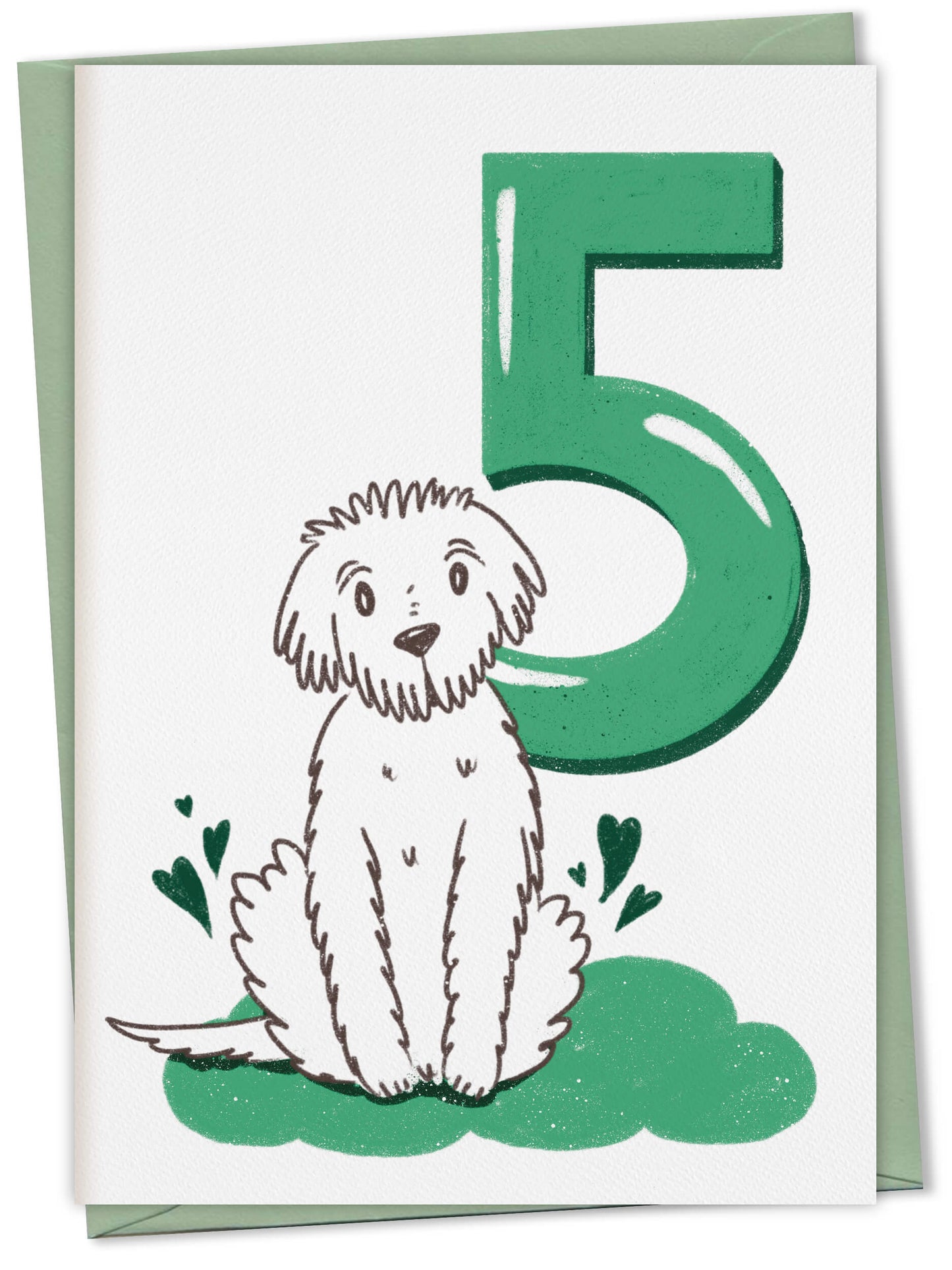 Dog Birthday Card with Age Numbers (green) – greeting card