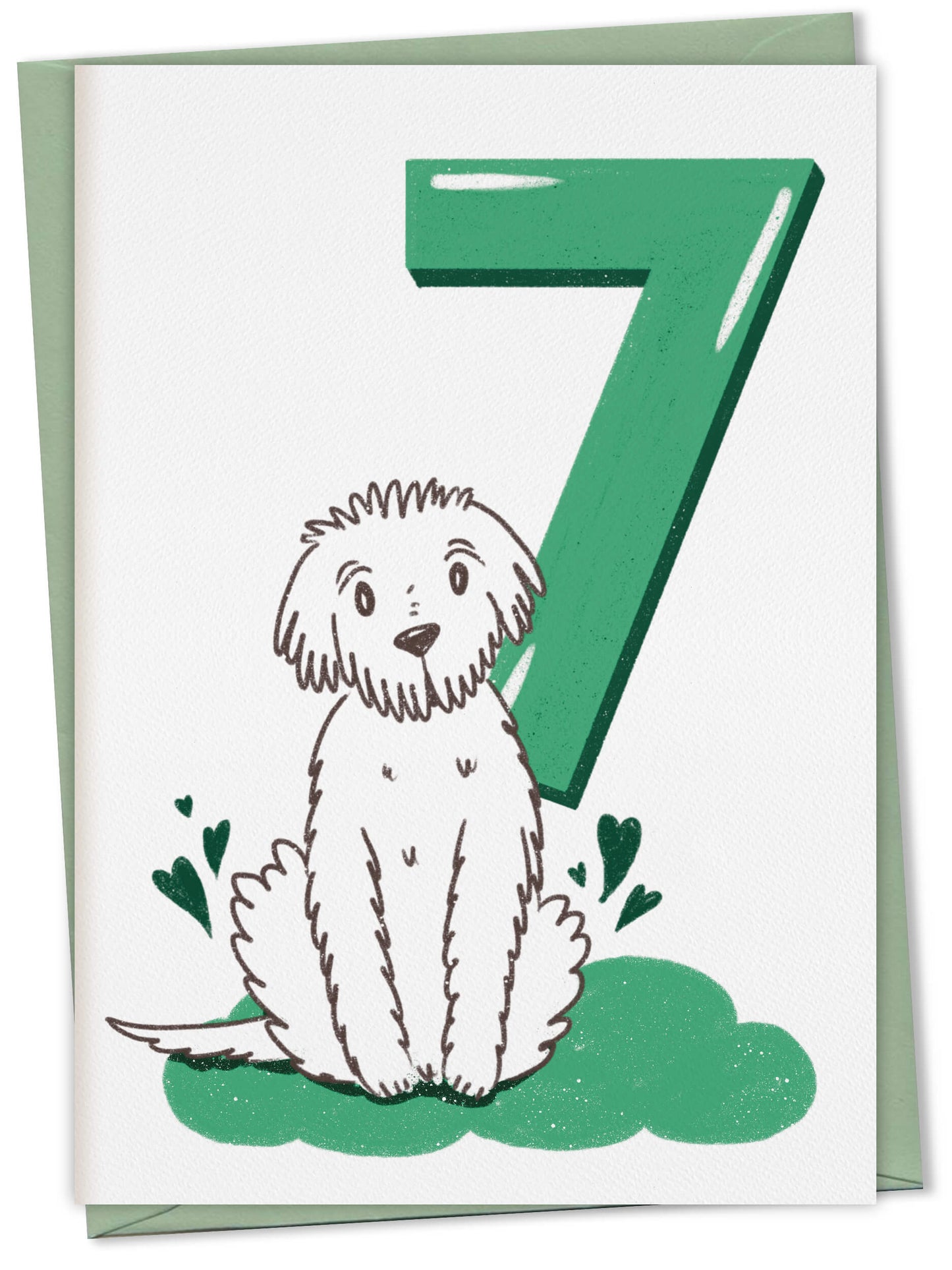 Dog Birthday Card with Age Numbers (green) – greeting card