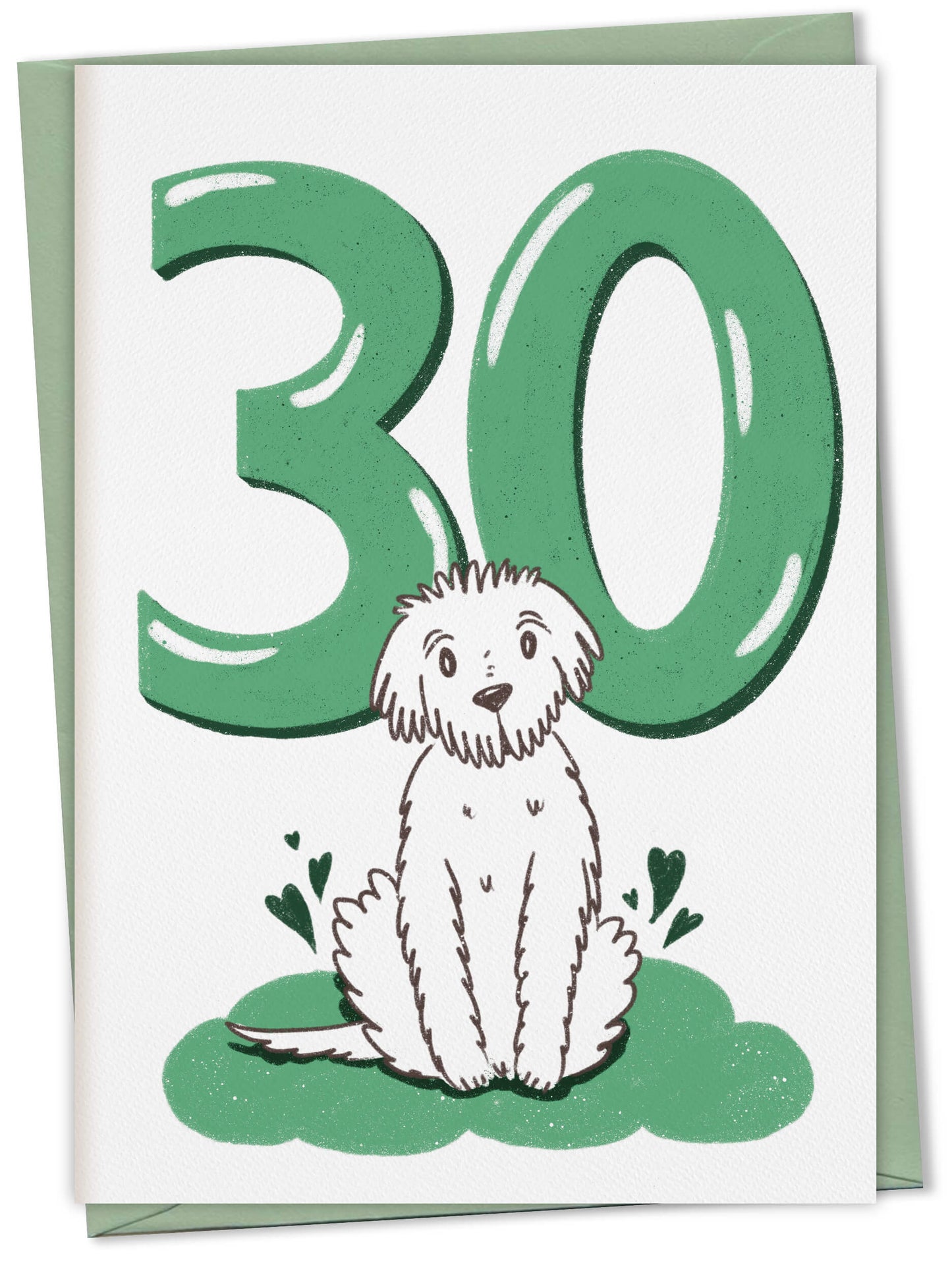 Dog Birthday Card with Age Numbers (green) – greeting card
