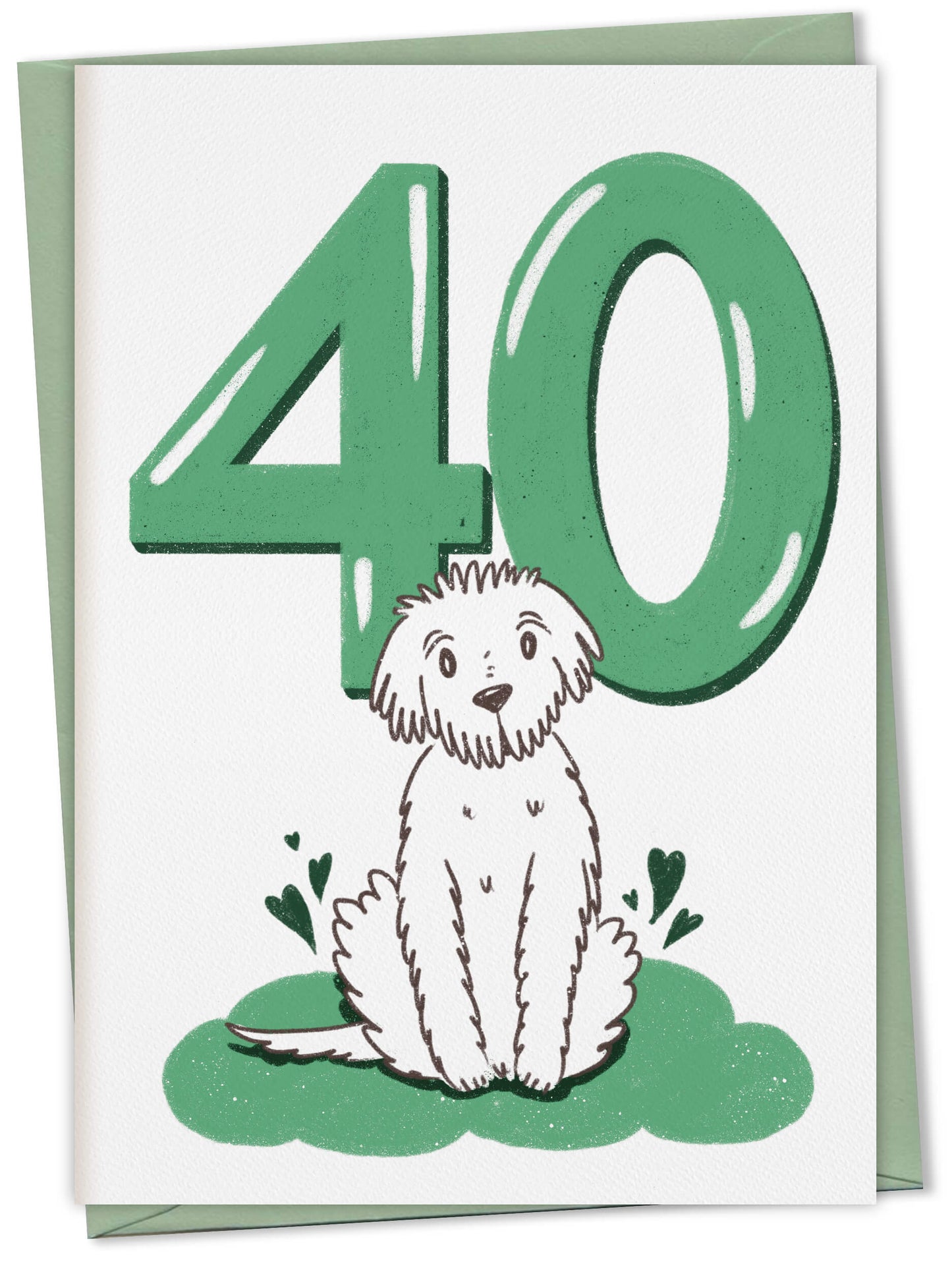 Dog Birthday Card with Age Numbers (green) – greeting card