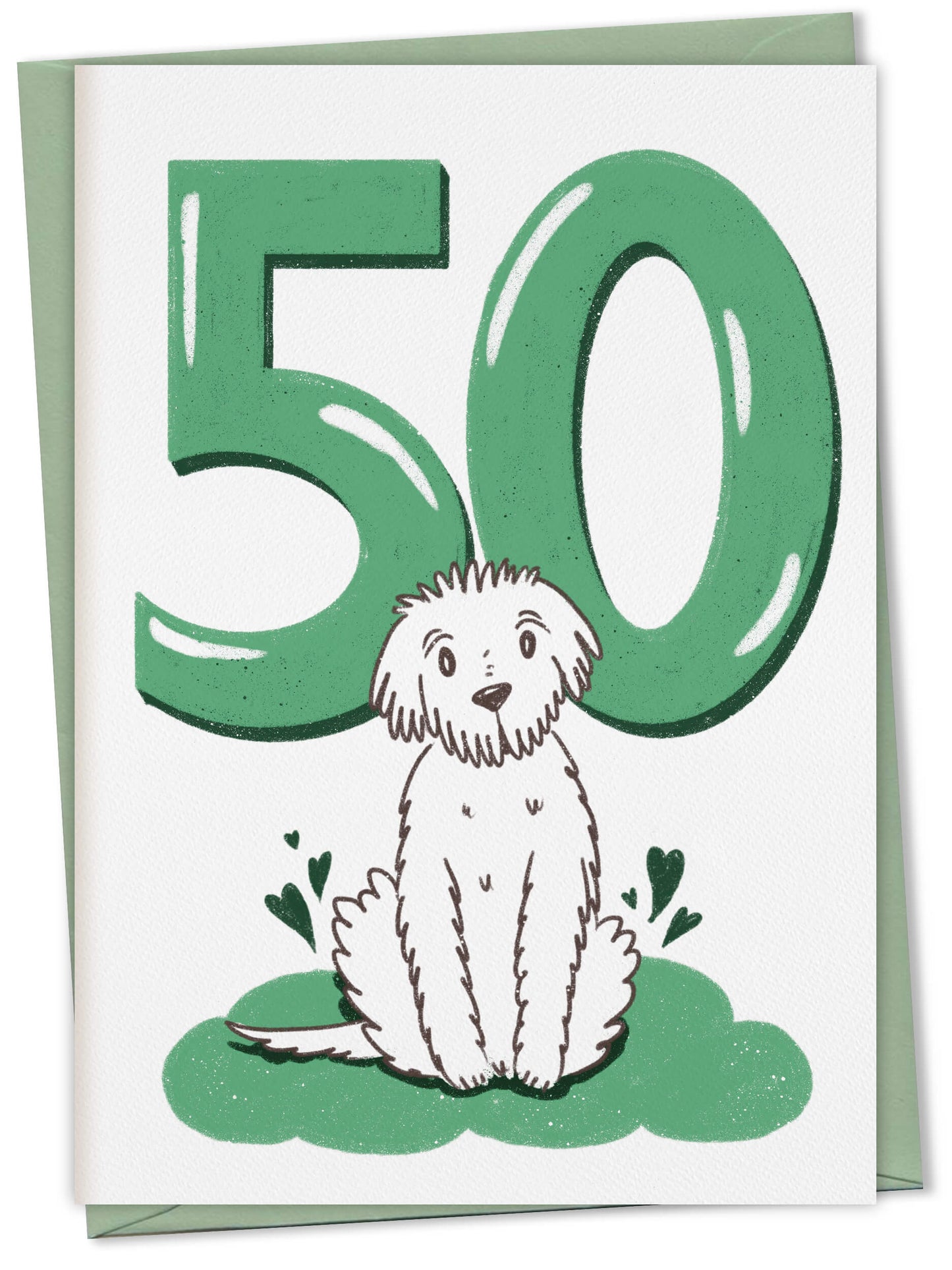 Dog Birthday Card with Age Numbers (green) – greeting card