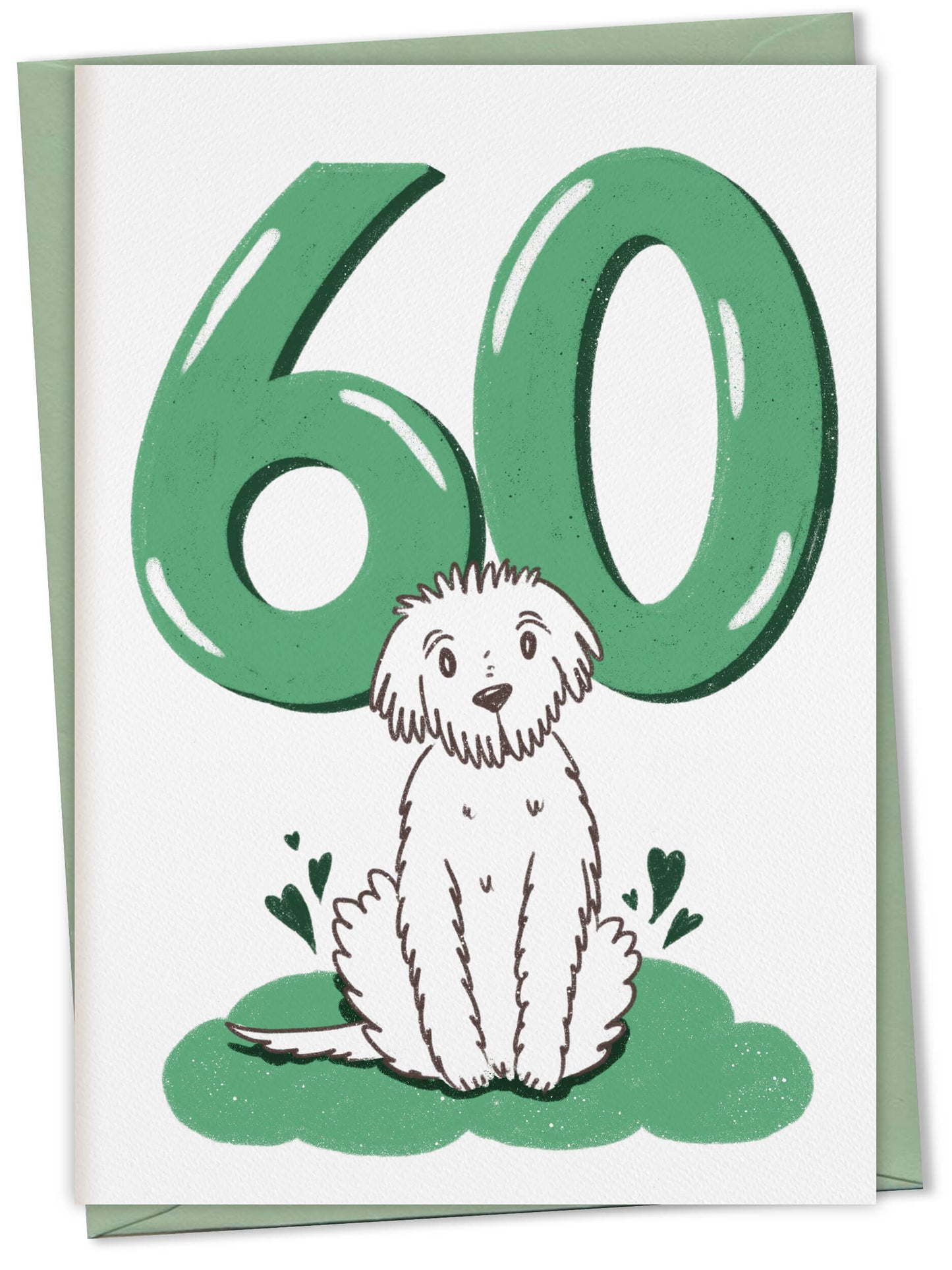 Dog Birthday Card with Age Numbers (green) – greeting card