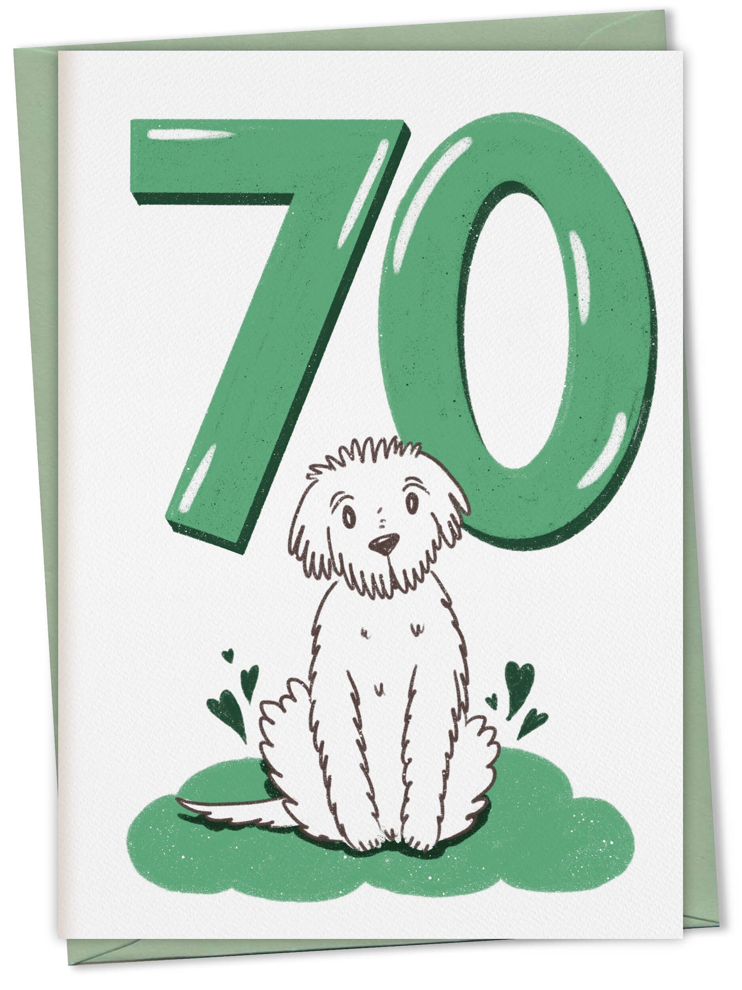 Dog Birthday Card with Age Numbers (green) – greeting card