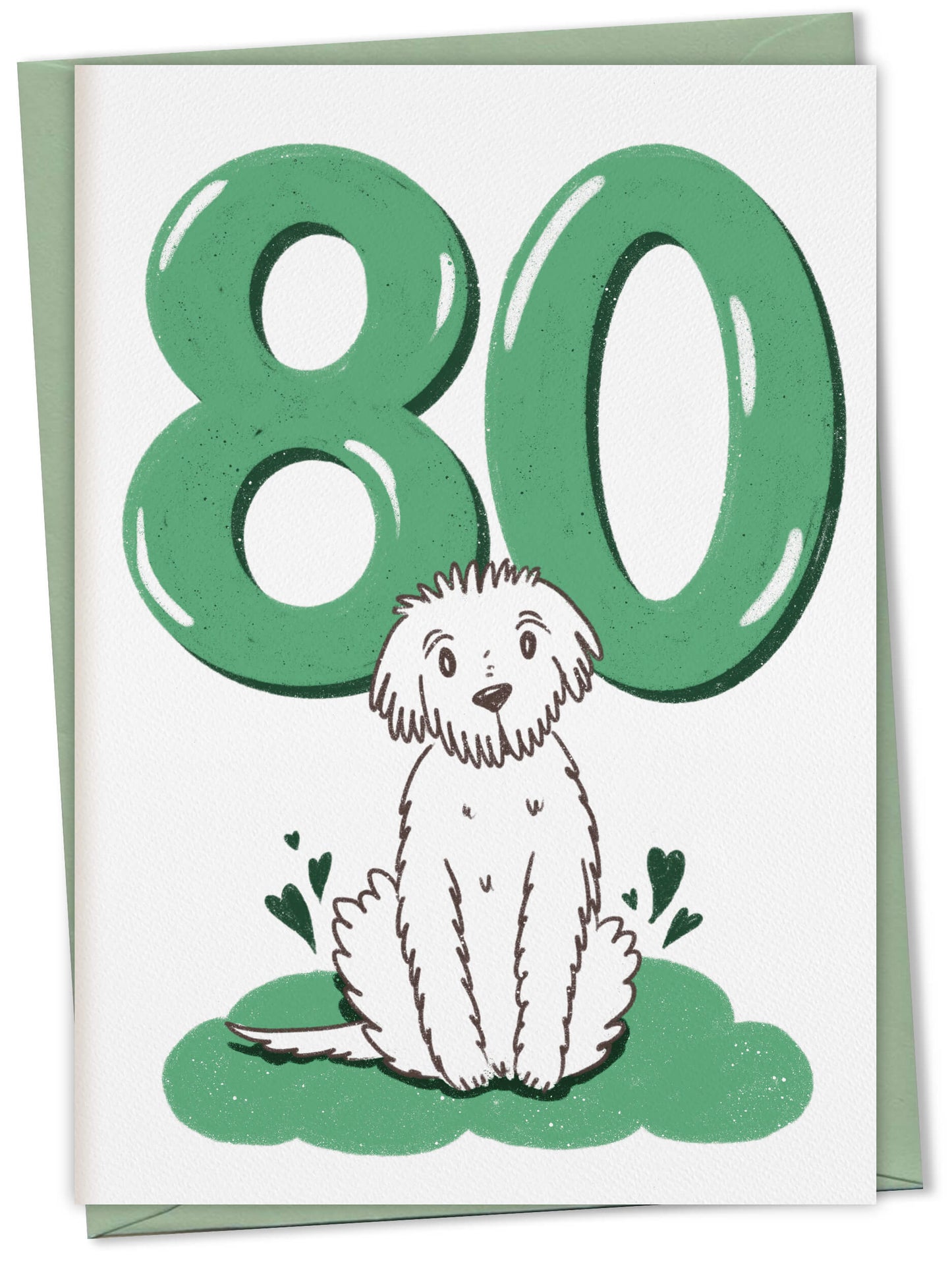 Dog Birthday Card with Age Numbers (green) – greeting card