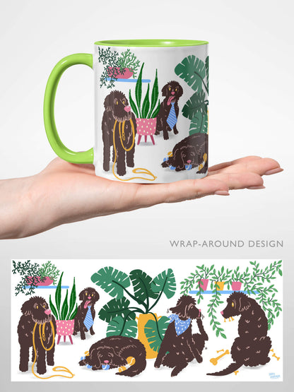 Labradoodle / Cockapoo Plant Pups (lime green accents) – ceramic mug