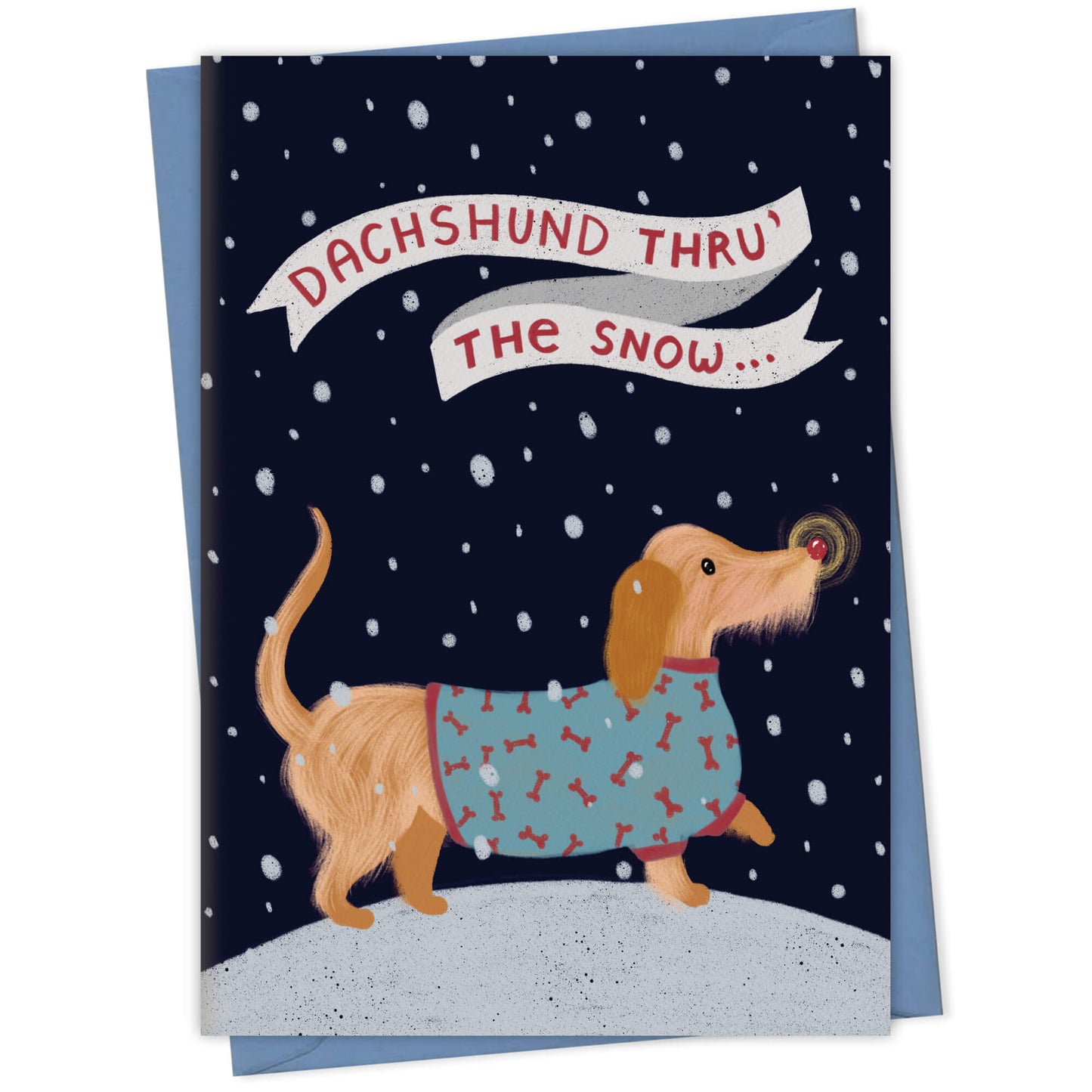 Dachshund Through the Snow carol card – dog greeting card