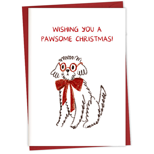 Xmas Nerdy Dog with Glasses – greeting card