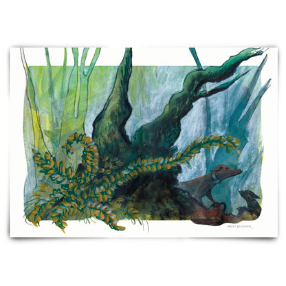 Woodland Walkies – art print